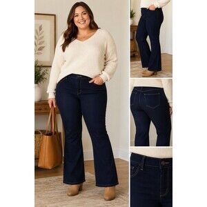 Faded Glory Women's 18W Dark Wash Bootcut Jeans Stretch Denim Classic Plus